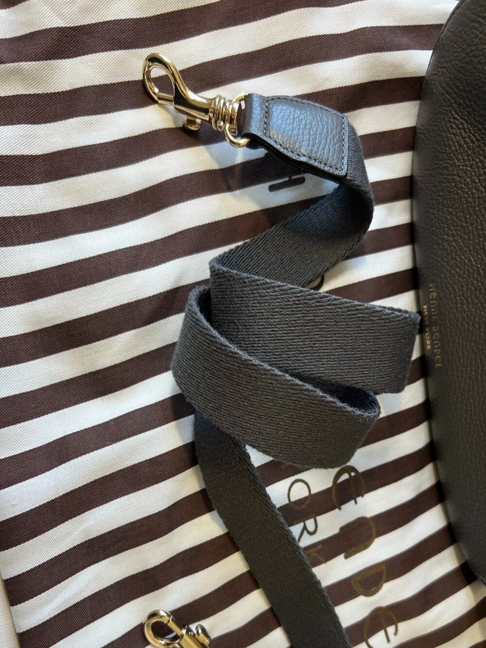 NWT Henri Bendel Uptown Satchel Gray Pebbled Leather Convertible Crossbody - Picture 12 of 16